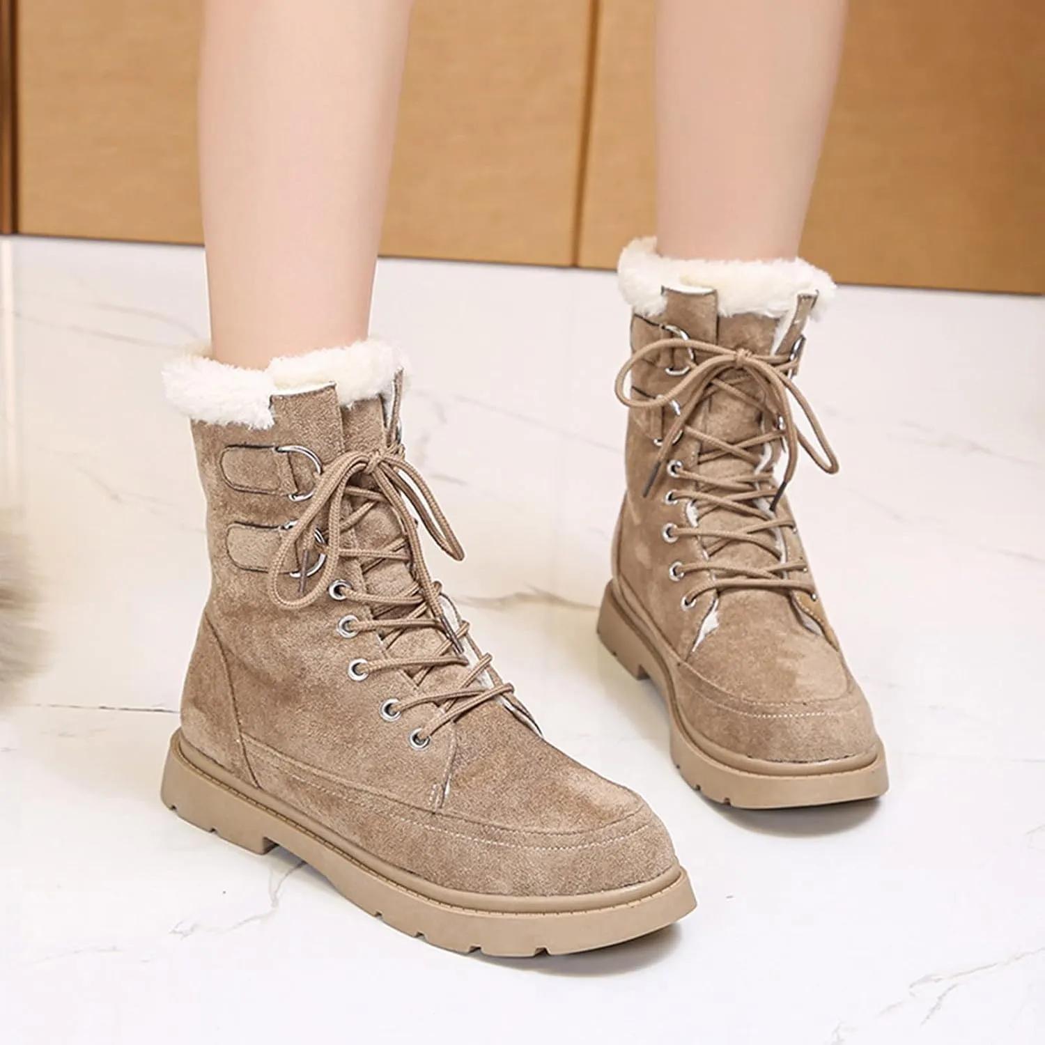 Women's Snow Boots Ankle Snow Boots Size 9 Wide for Women Winter Boots for Women Slip ons Black Leather Winter Boots for Women Womens Tall Winter Boots
