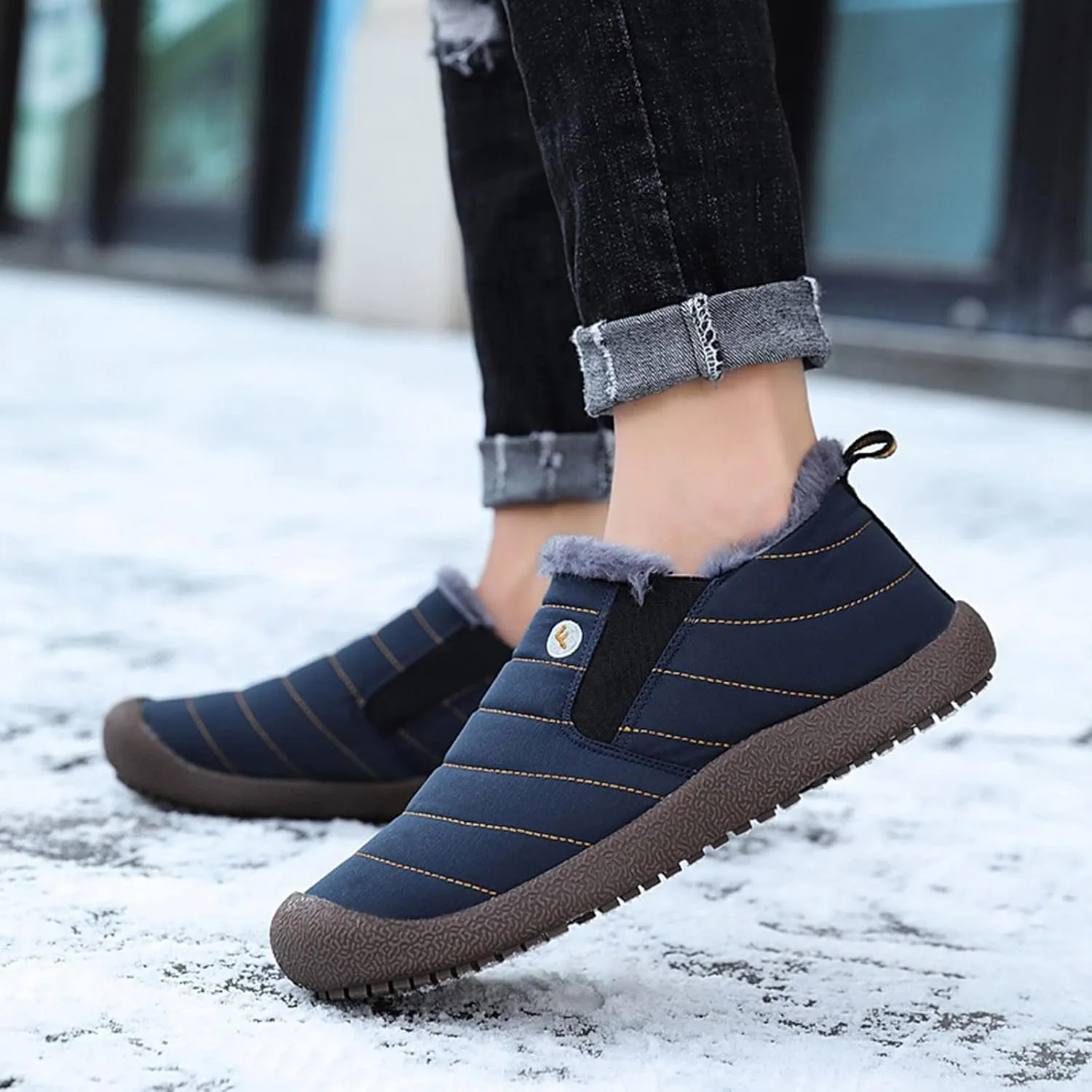 Womens Snow Boots Slip ons Women's Waterproof Winter Snow Boots Women's Black Leather Winter Boots Outdoor Boots Women Warm Botas Para La Nieve Para Mujer