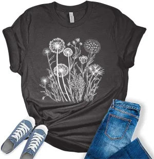 Womens Summer Shirts Trendy Boho Graphic Tees Cute Vintage Cottagecore T Shirts Floral Tops