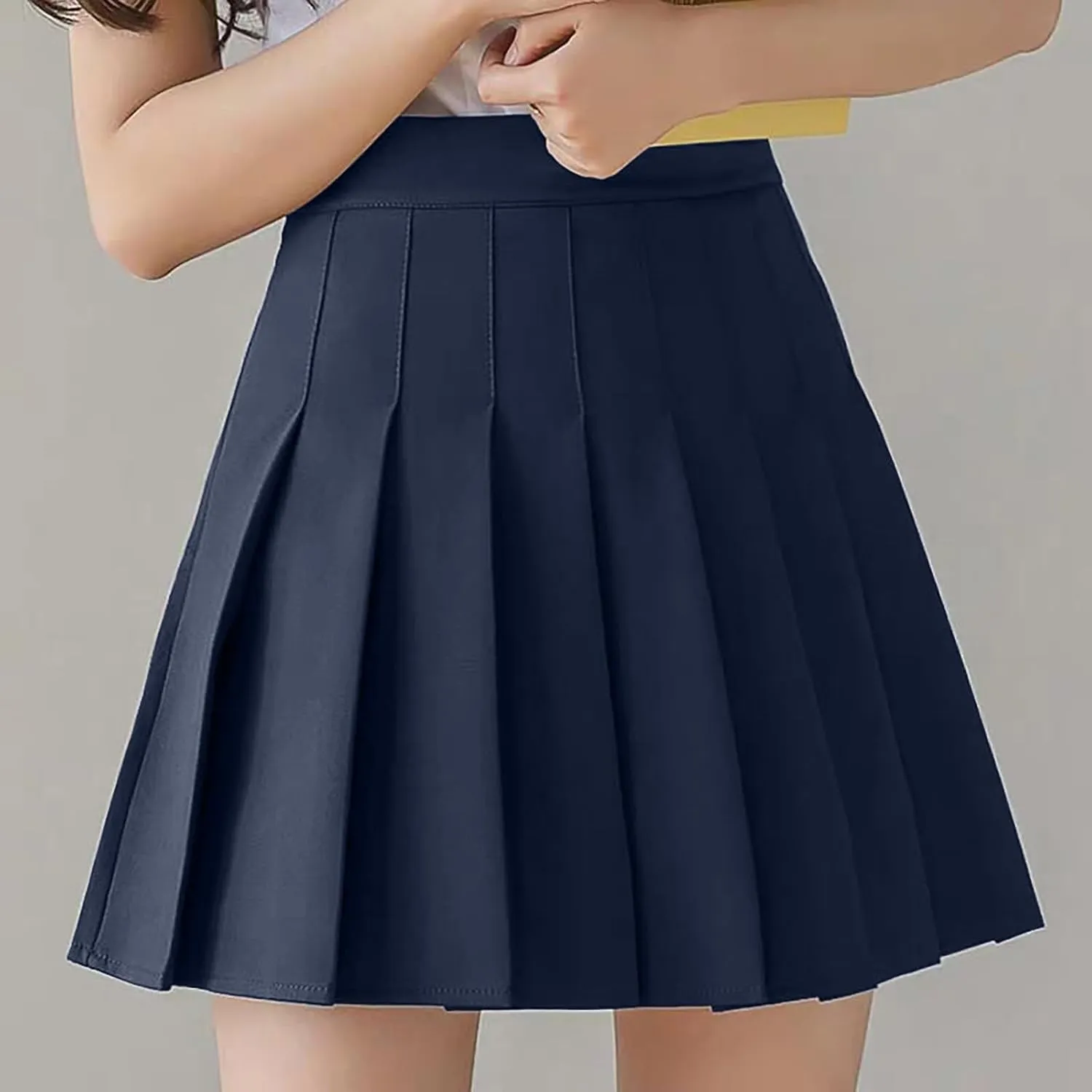 Women's Sundresses Summer Casual Loose Trendy Elastic High Waist Solid Color Pleated Sun Beach Mini Skirts, XS-3XL