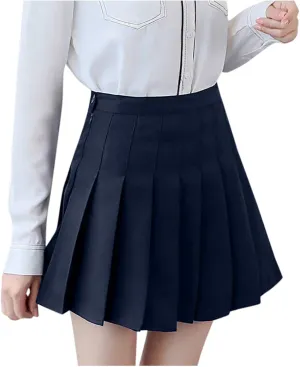 Women's Sundresses Summer Casual Loose Trendy Elastic High Waist Solid Color Pleated Sun Beach Mini Skirts, XS-3XL