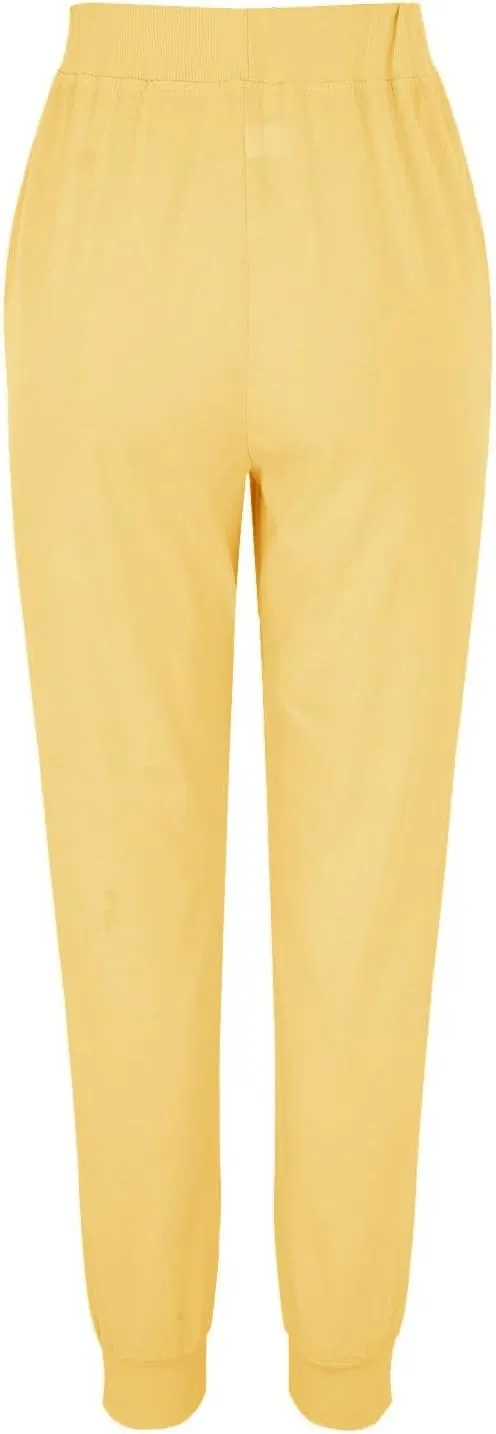 Womens Tapered Pants, Casual Linen Pants Women Drawstring Back Elastic Waist Pants Business Casual Pants Teacher Trousers