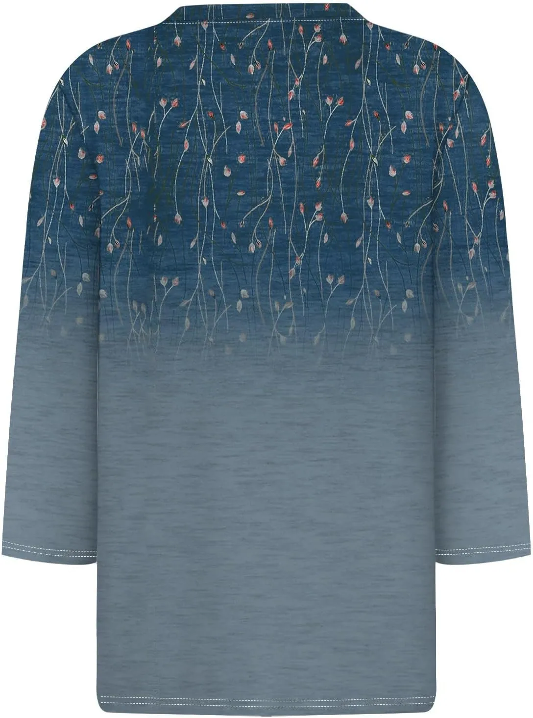 Womens Tops Fashion 3/4 Sleeve Round Neck Shirts Casual Trendy Print Blouses Pleated Front T Shirts
