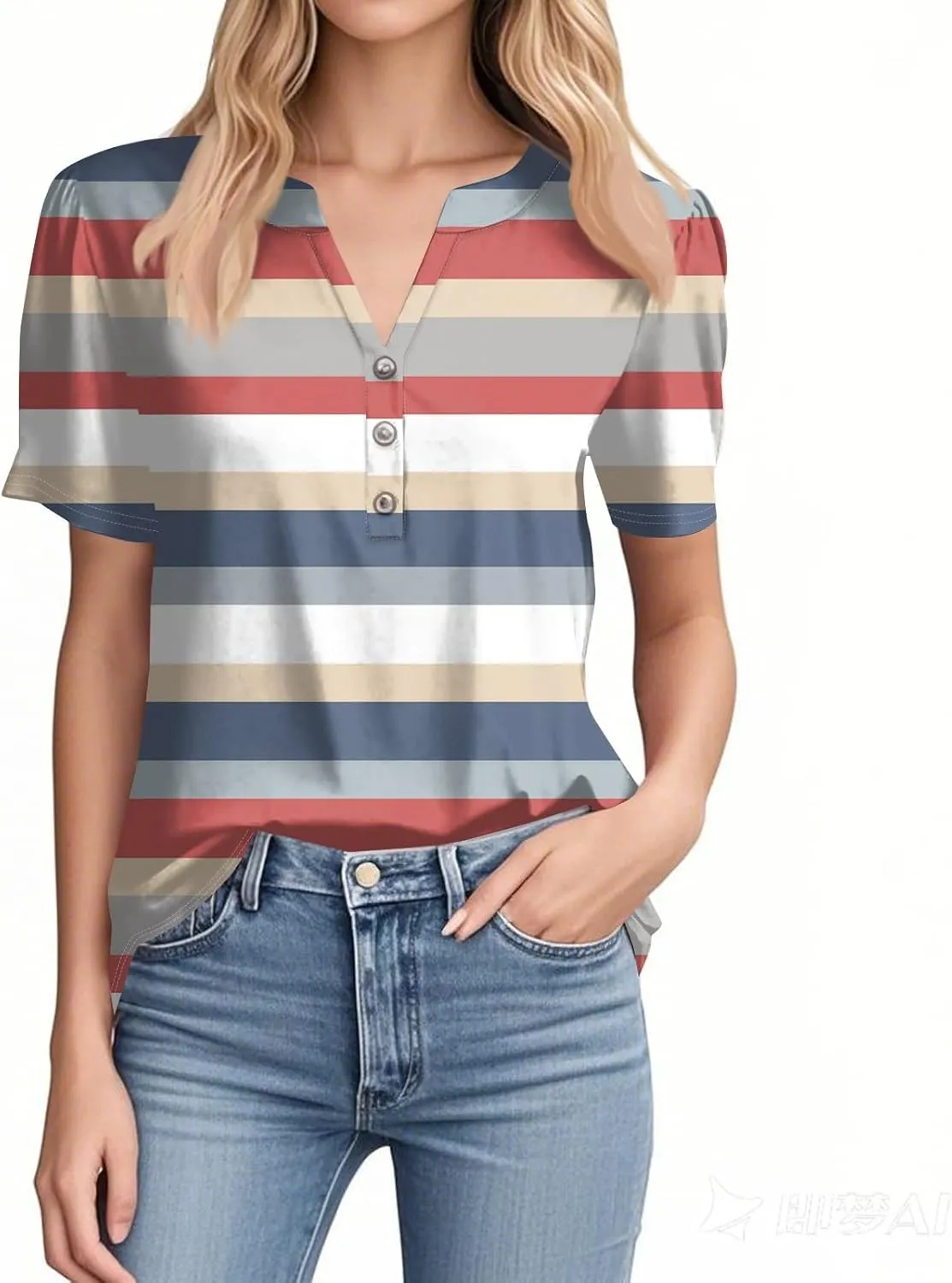 Womens Tops Summer 2025 Short Sleeve Blouses for Women Casual Shirts Fashion Loose Fit Clothes A.