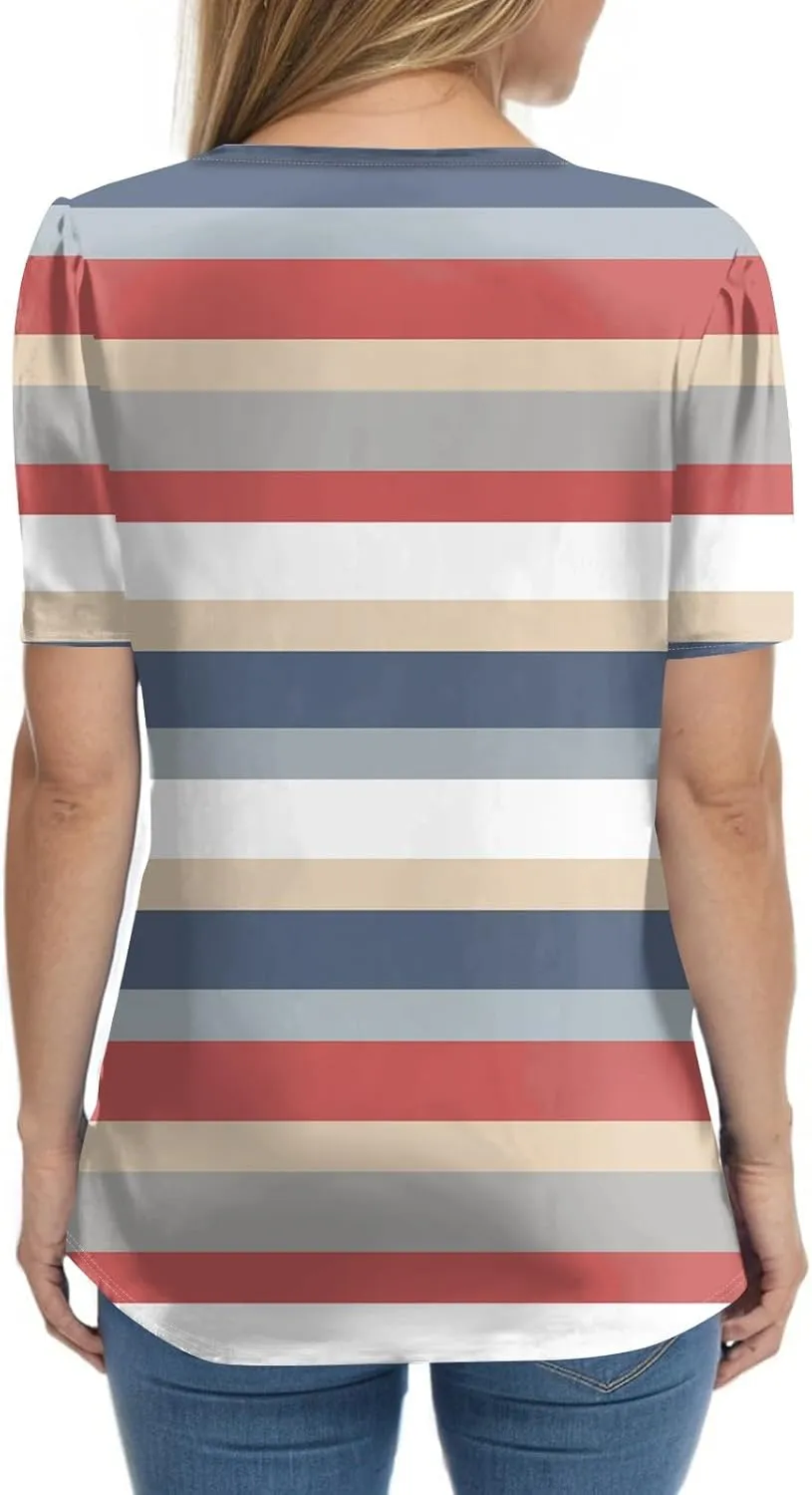 Womens Tops Summer 2025 Short Sleeve Blouses for Women Casual Shirts Fashion Loose Fit Clothes A.