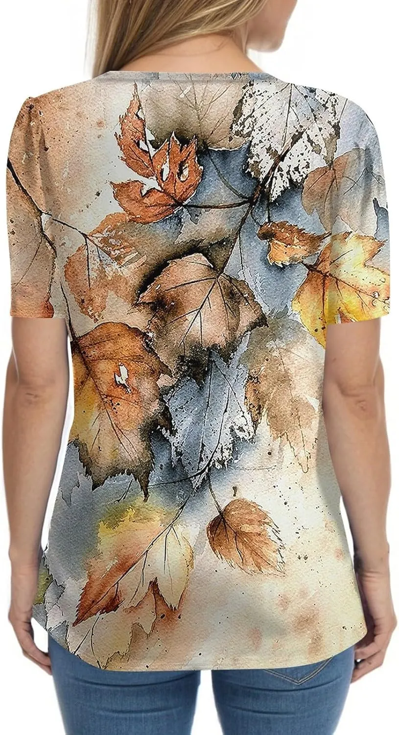 Womens Tops Summer 2025 Short Sleeve Blouses for Women Casual Shirts Fashion Loose Fit Clothes A.