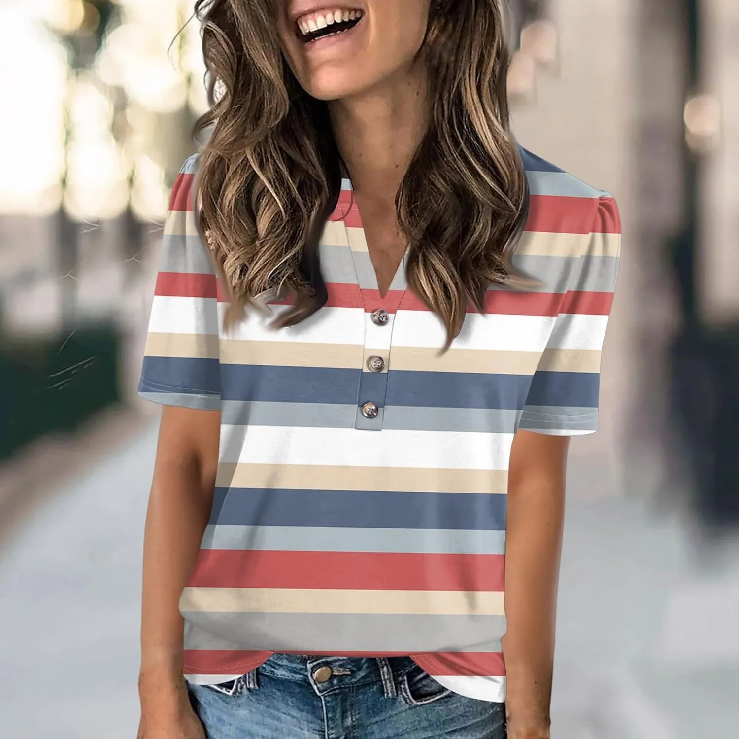 Womens Tops Summer 2025 Short Sleeve Blouses for Women Casual Shirts Fashion Loose Fit Clothes A.