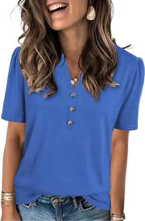 Womens Tops Summer 2025 Short Sleeve Casual Shirts Fashion Loose Fit Clothes