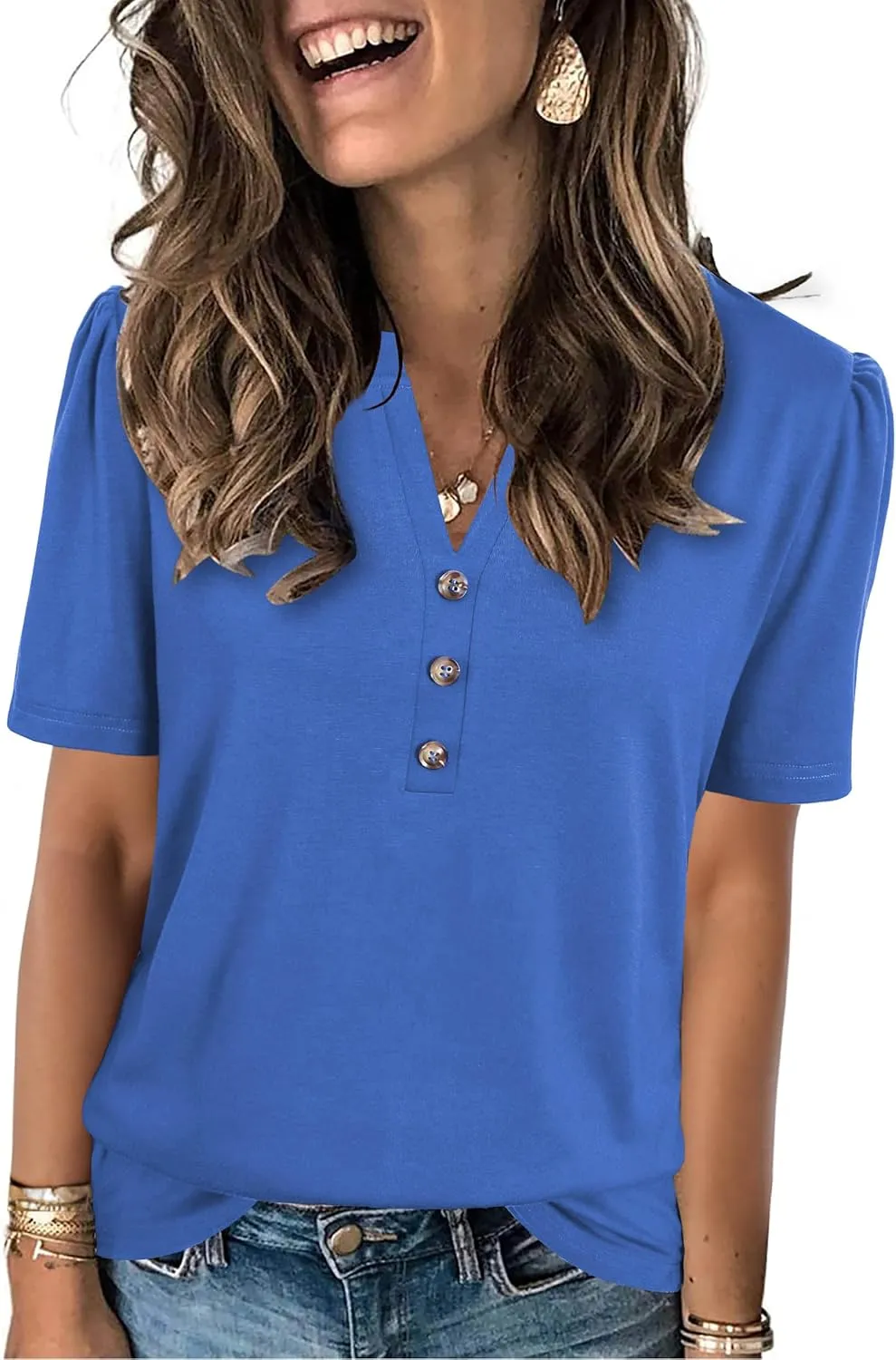 Womens Tops Summer 2025 Short Sleeve Casual Shirts Fashion Loose Fit Clothes