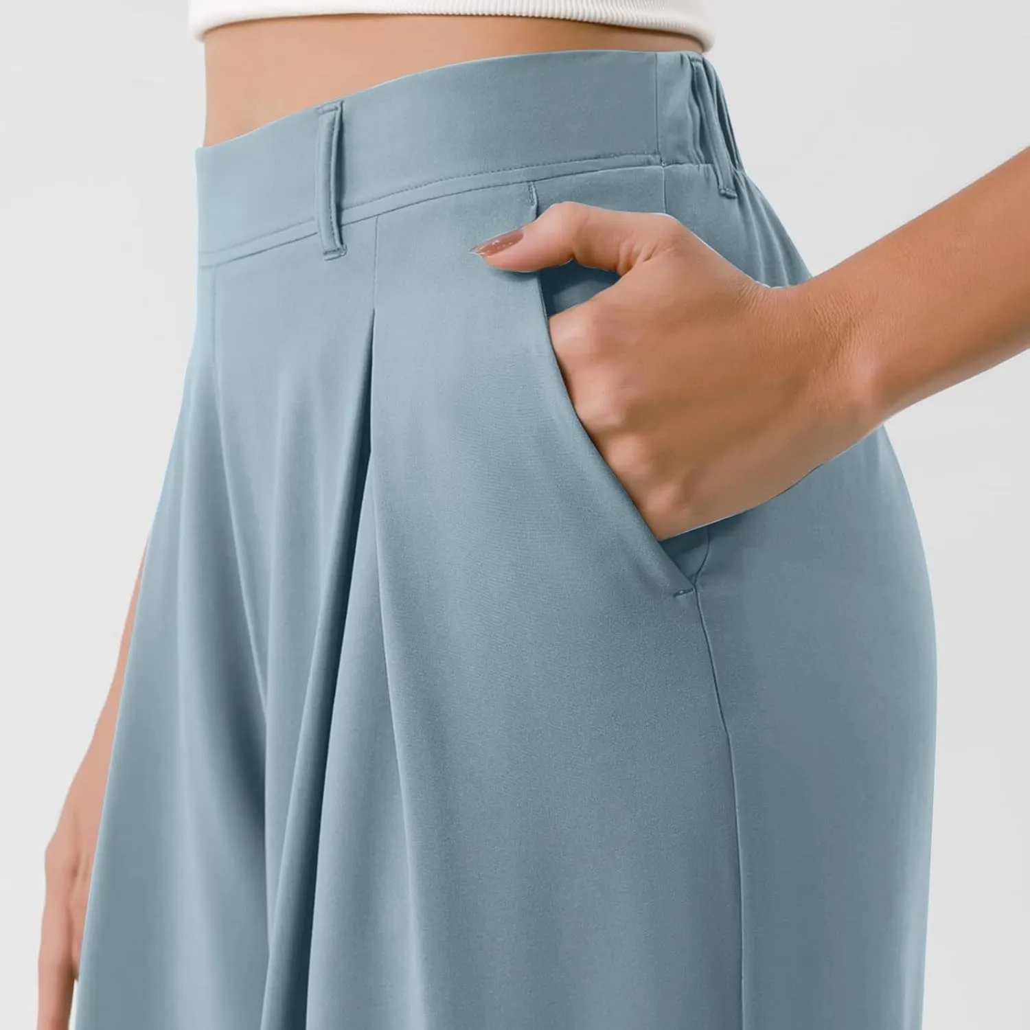 Womens Work Dress Pants 2025 Business Casual Outfits Office Flowy High Waisted Wide Leg Trousers with Pockets