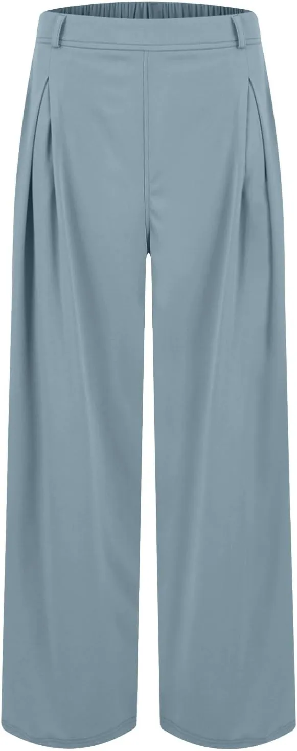 Womens Work Dress Pants 2025 Business Casual Outfits Office Flowy High Waisted Wide Leg Trousers with Pockets