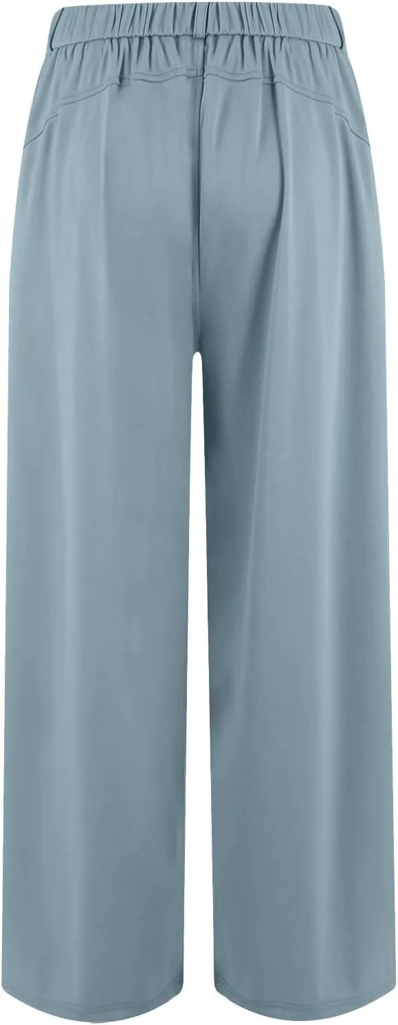 Womens Work Dress Pants 2025 Business Casual Outfits Office Flowy High Waisted Wide Leg Trousers with Pockets