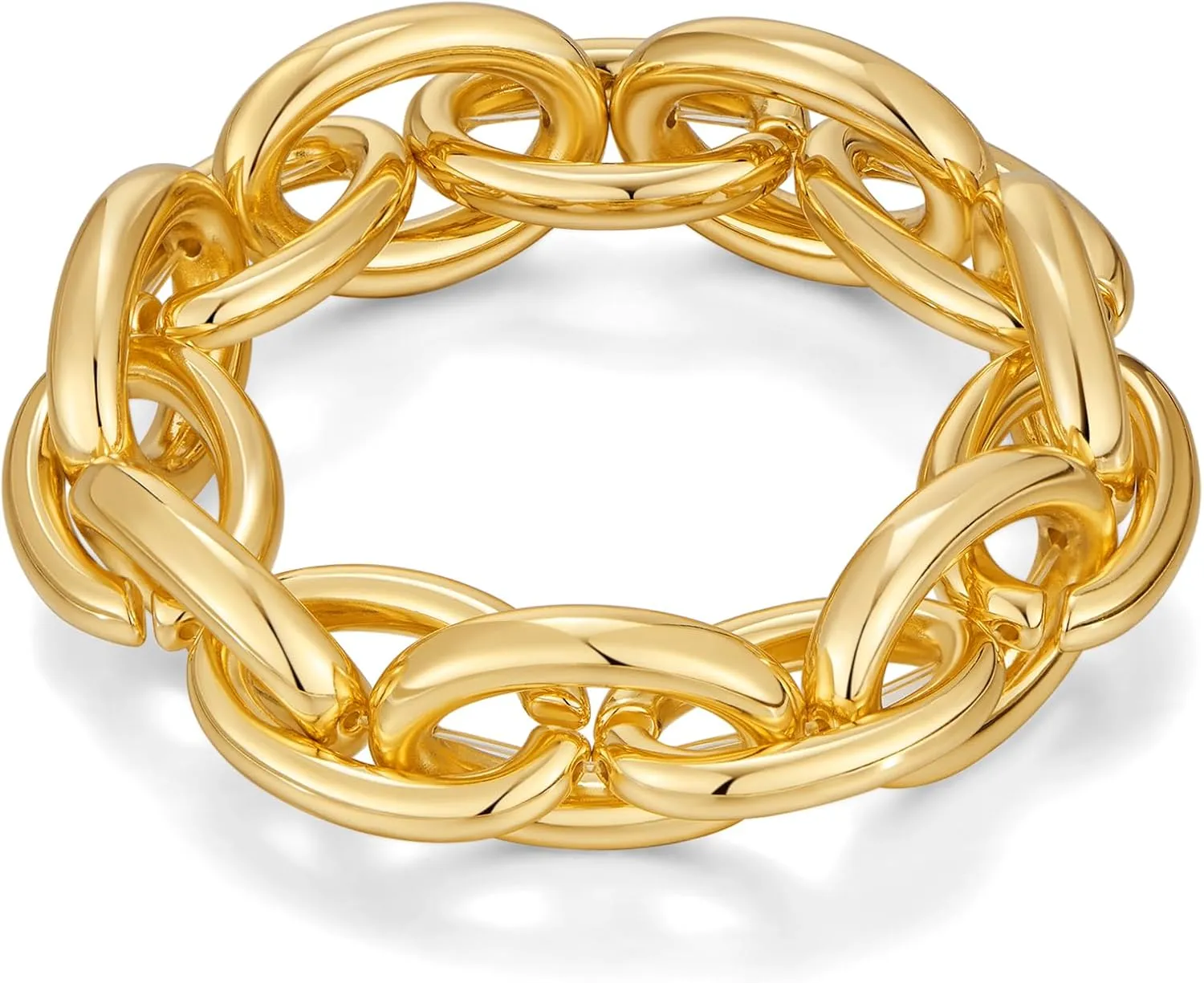 WOWORAMA Chunky Chain Bracelet for Women Adjustable Elastic Stretch Link Bracelets Thick Chunky Link Statement Bracelet Gold/Silver