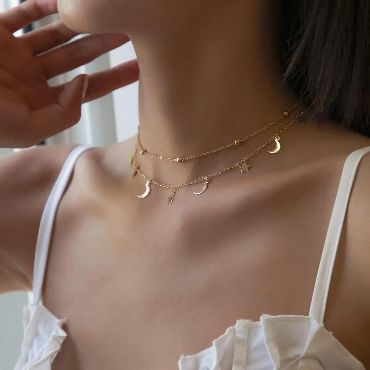 YANCHUN Layered Initial Necklaces for Women Charm Choker Necklace Women's Jewelry Letter A-Z Dainty Gold Necklace Initial Necklaces Summer Serfer Beach Vacation Essentials