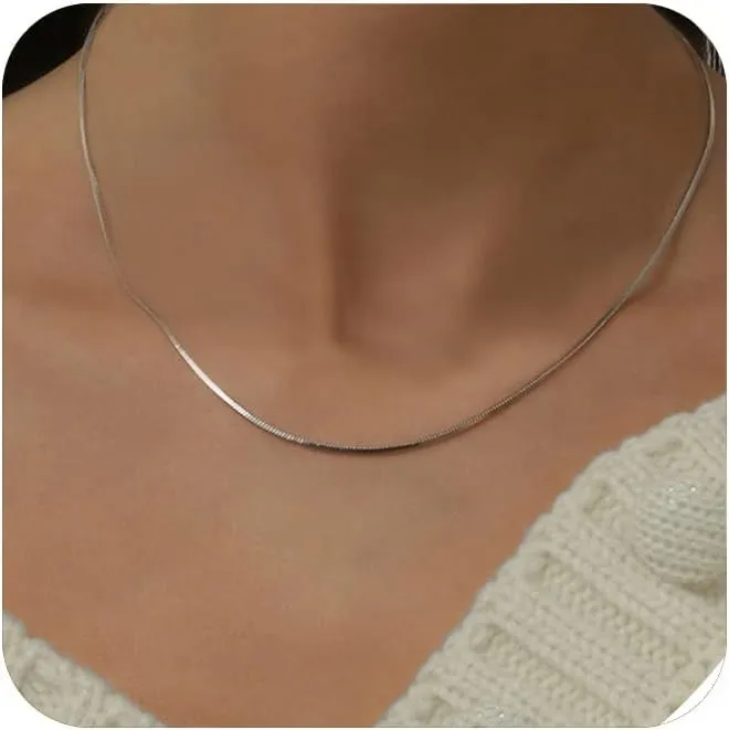 YANODA Herringbone Necklace for Women,14K Gold Necklaces for Women, Dainty Layered Gold Necklace for Women Thin Gold Snake Chain Necklaces Jewelry for Women
