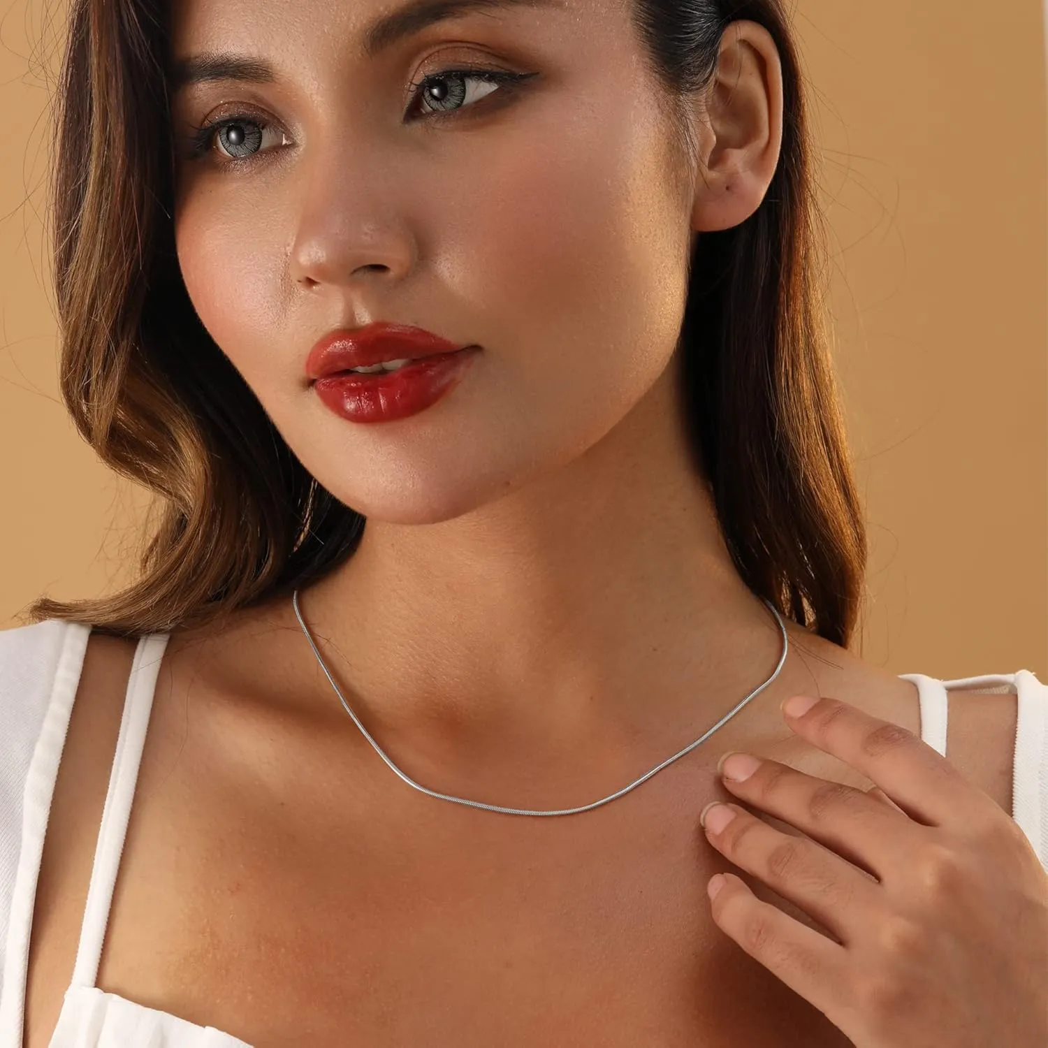 YANODA Herringbone Necklace for Women,14K Gold Necklaces for Women, Dainty Layered Gold Necklace for Women Thin Gold Snake Chain Necklaces Jewelry for Women