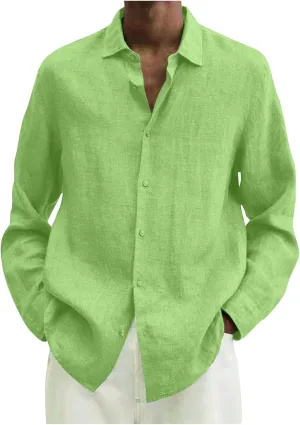 Ymosrh Men's Shirts Casual Button Down Shirt Long Sleeve Solid Color Business Dress Shirts, L-5XL