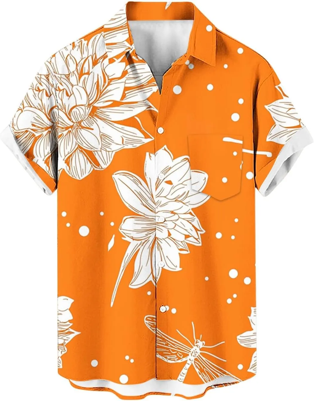 Zeiyignr Hawaiian Shirt for Men with Pocket - Short Sleeve Button Down Wrinkle-Resistant for Beach, Pool Parties, Vacation