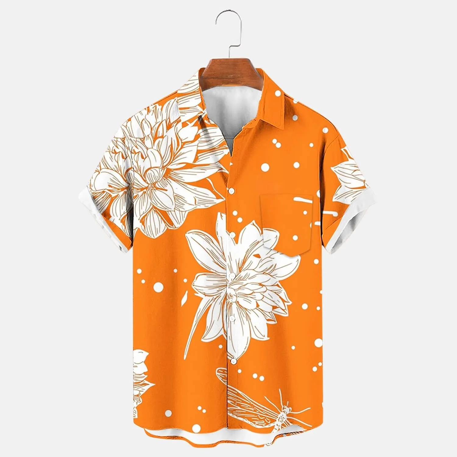 Zeiyignr Hawaiian Shirt for Men with Pocket - Short Sleeve Button Down Wrinkle-Resistant for Beach, Pool Parties, Vacation