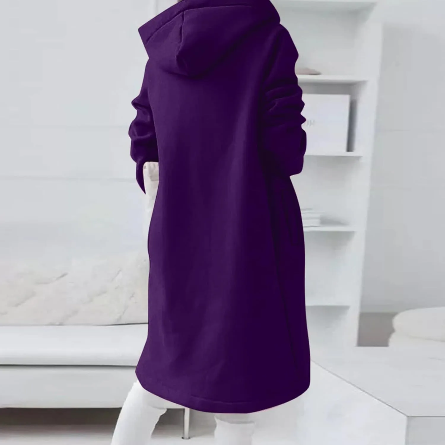 Zip Up Hoodie for Women Cute Trendy Drawstring Oversized Hooded Sweatshirts Long Sleeve Irregular Hem Jacket Coats
