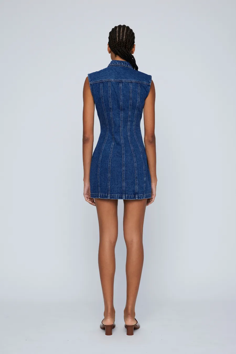 Zipper Denim Mini Dress Indigo